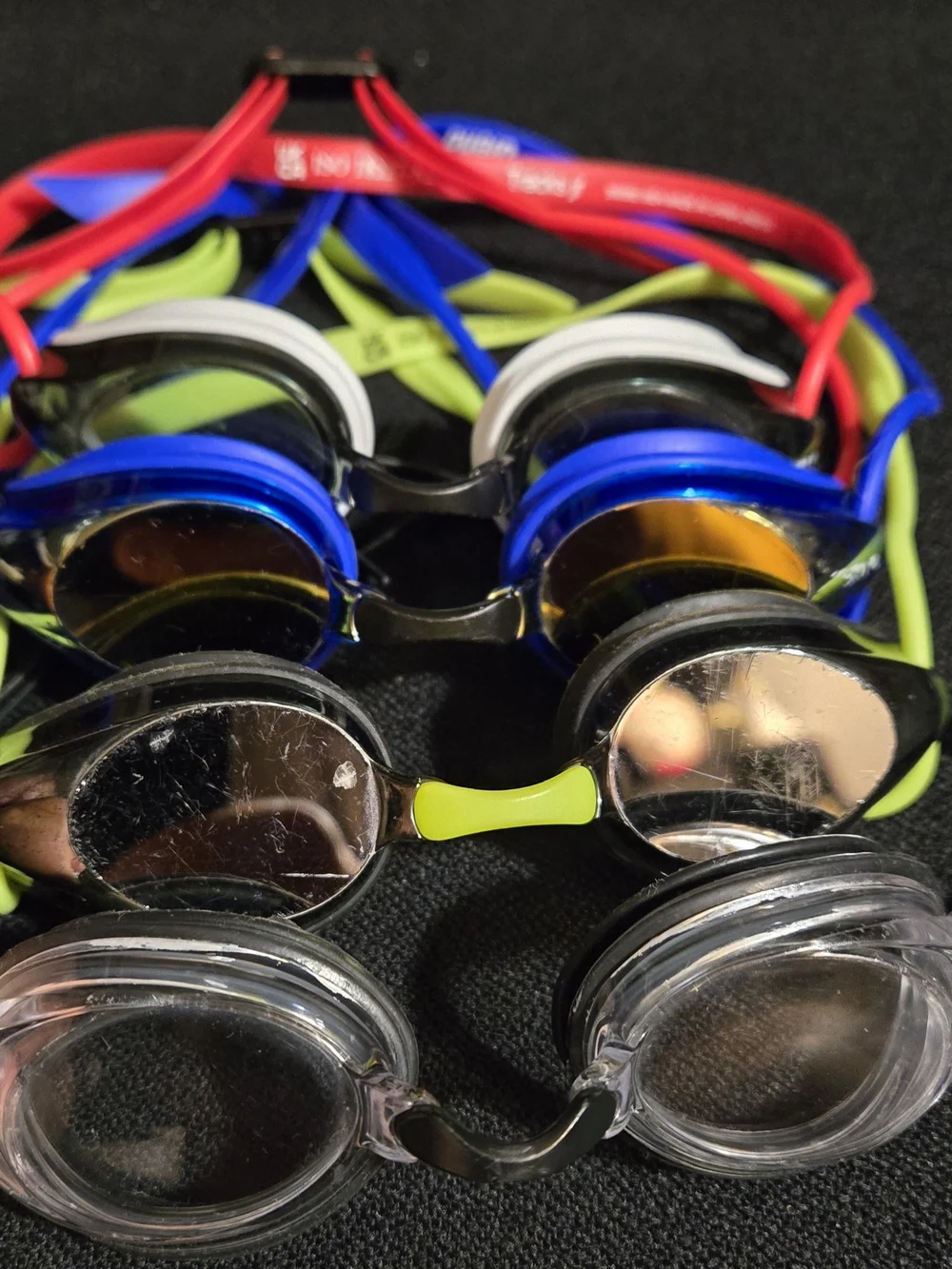 Kids Swim Goggles in Blue, Red & Lime